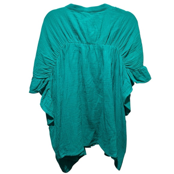 BiBi Kelly Green Button-Up Cotton Blouse NWT Size L - Picture 3 of 9